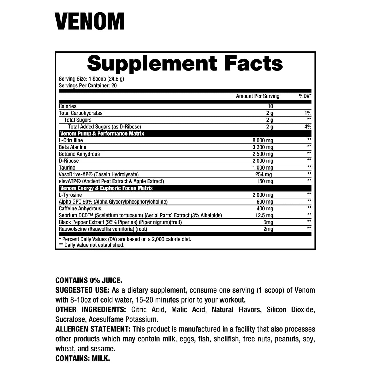 Dragon Pharma Venom Pre-Workout 20 Servicios