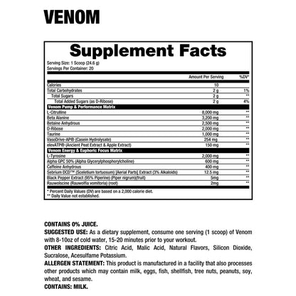 Dragon Pharma Venom Pre-Workout 20 Servicios